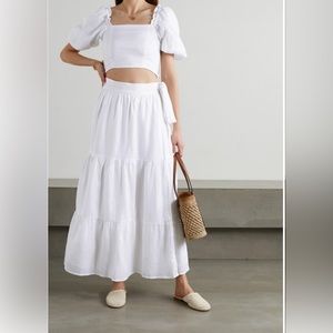 (Dry cleaned) Faithful The Brand Cavaretta Tiered Midi / Maxi Skirt in White
